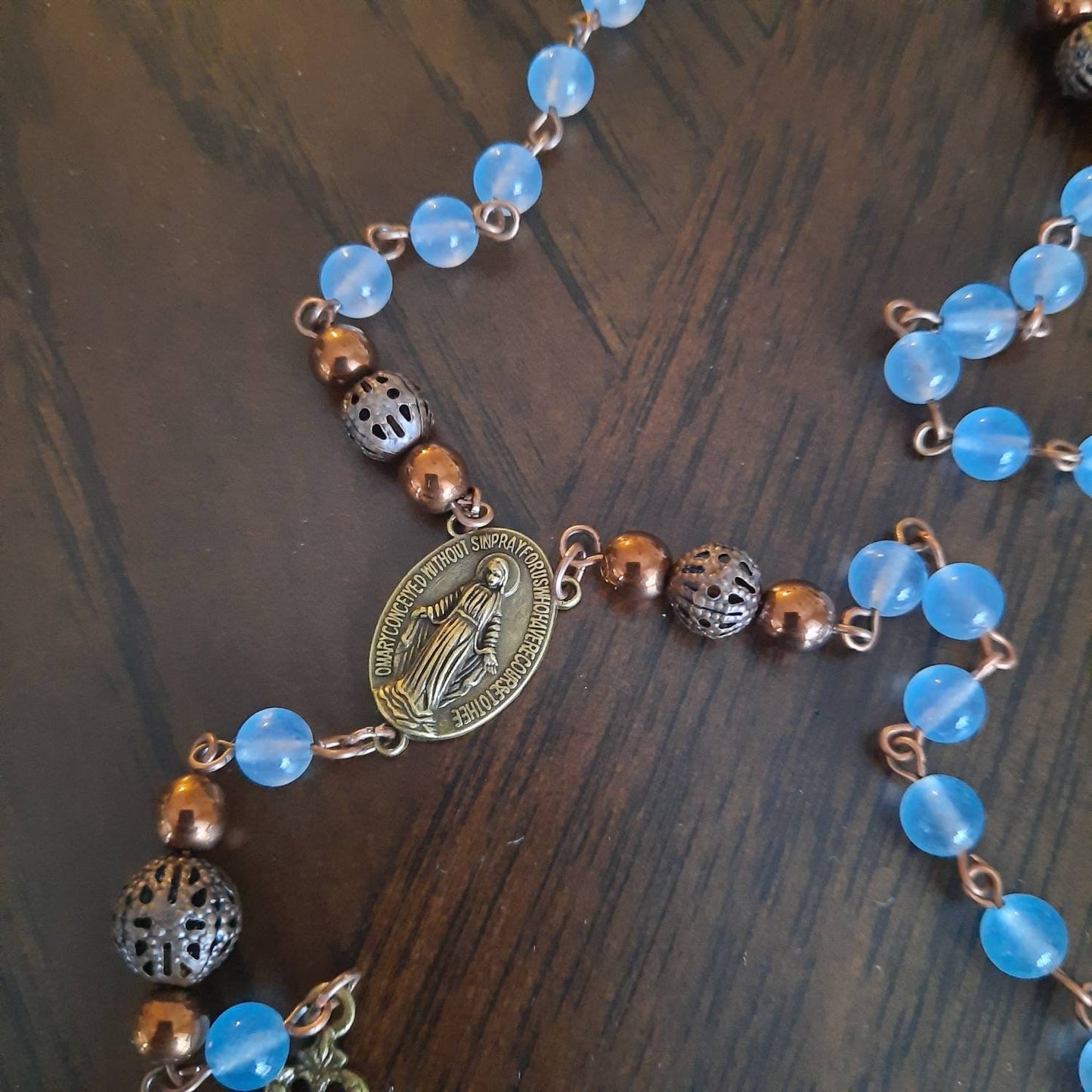 Blue Jade Rosary