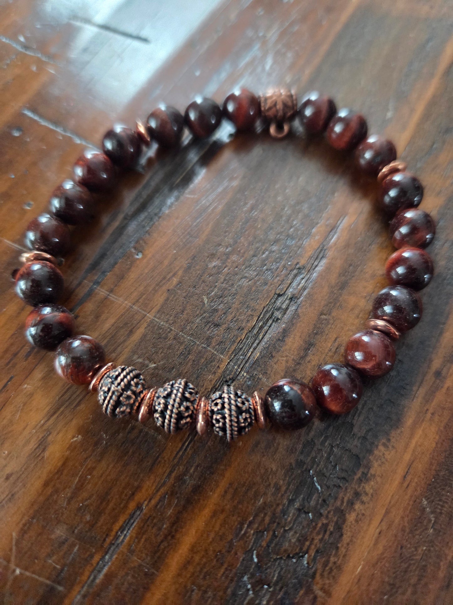 Red Tiger Eye Bracelet –Confidence & Strength Jewelry, Elegant Natural Stone Bracelet, Grounding Gift Unisex