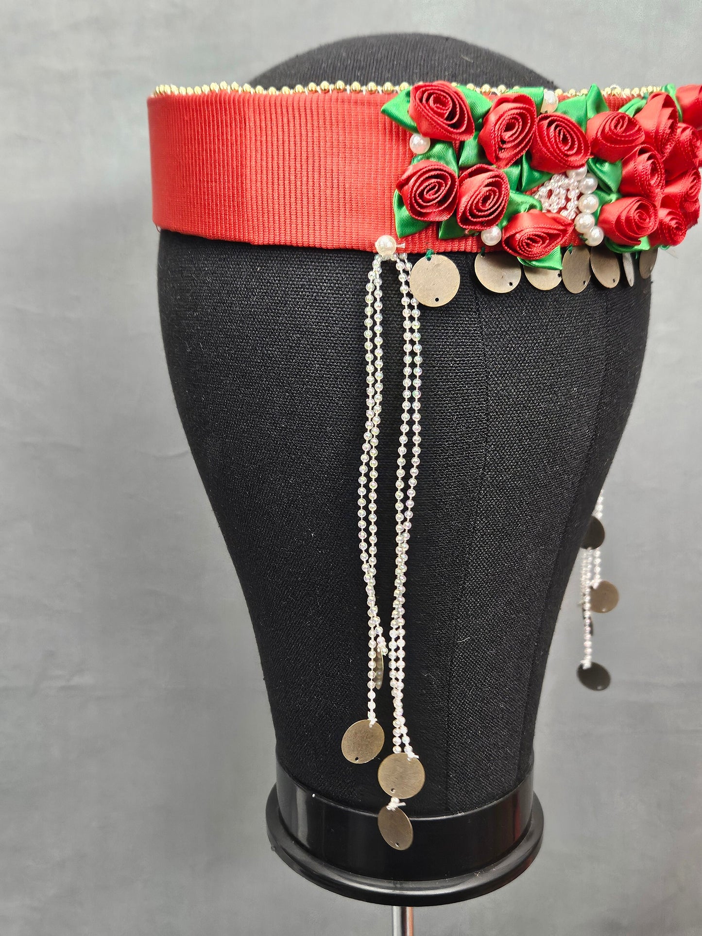 Handsewn Silk Rose Headpiece – Armenian Inspired Floral Crown (Adult & Child) Made to Order