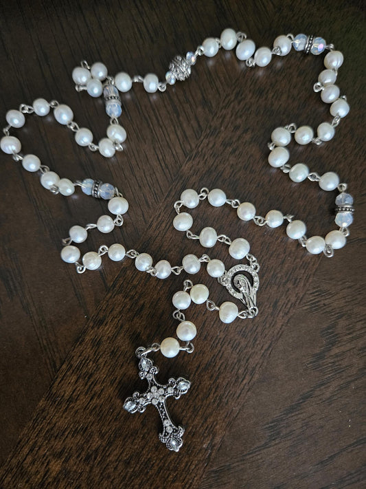 Rhinestones and Pearls Rosary
