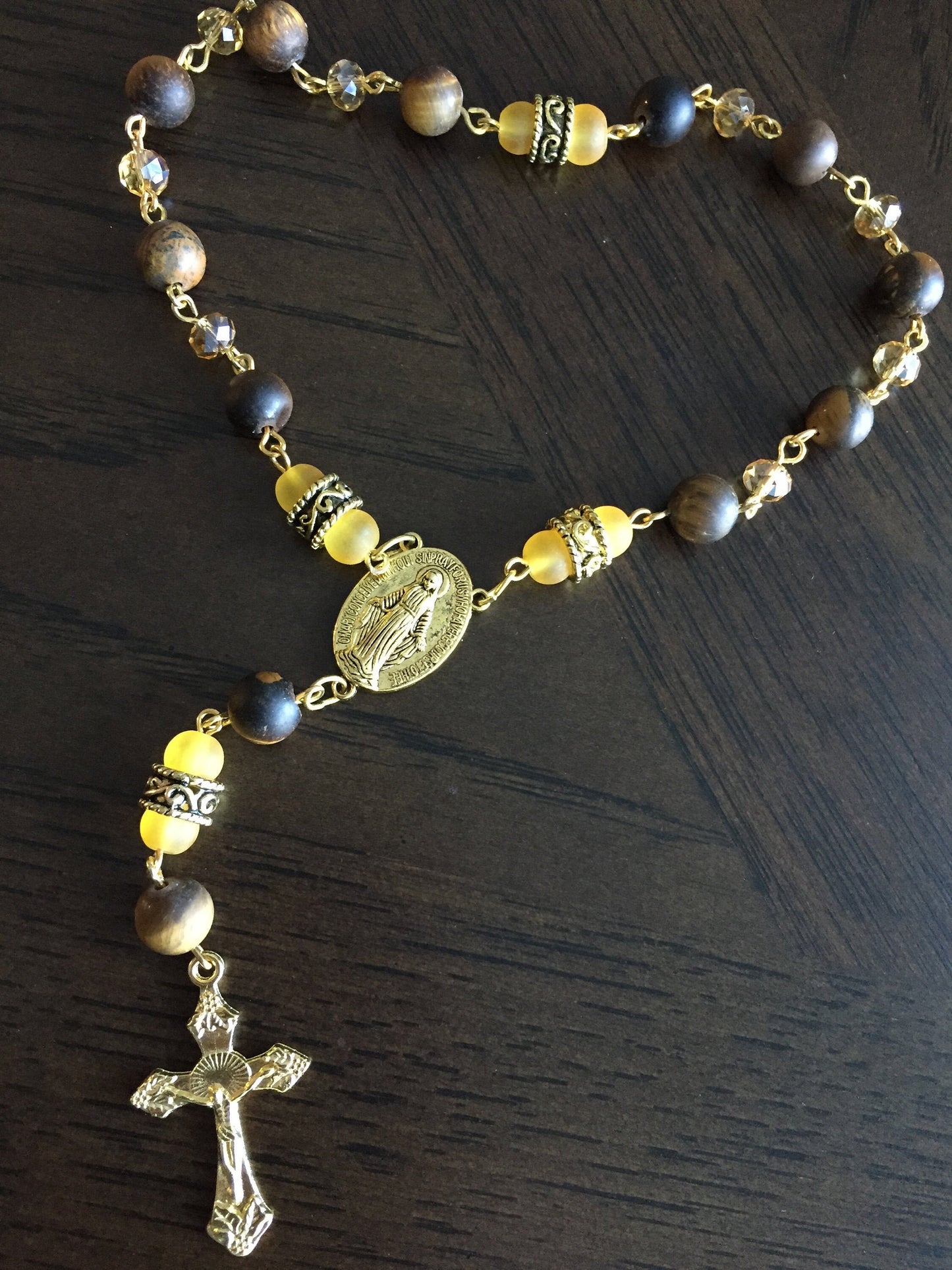 Tiger's Eye Gem Pocket Rosary