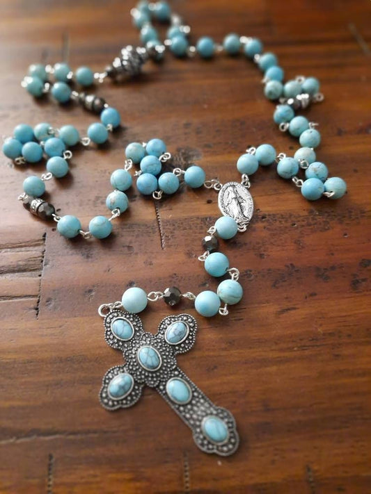 Turquoise Cross Rosary