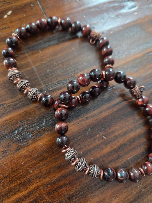 Red Tiger Eye Bracelet –Confidence & Strength Jewelry, Elegant Natural Stone Bracelet, Grounding Gift Unisex