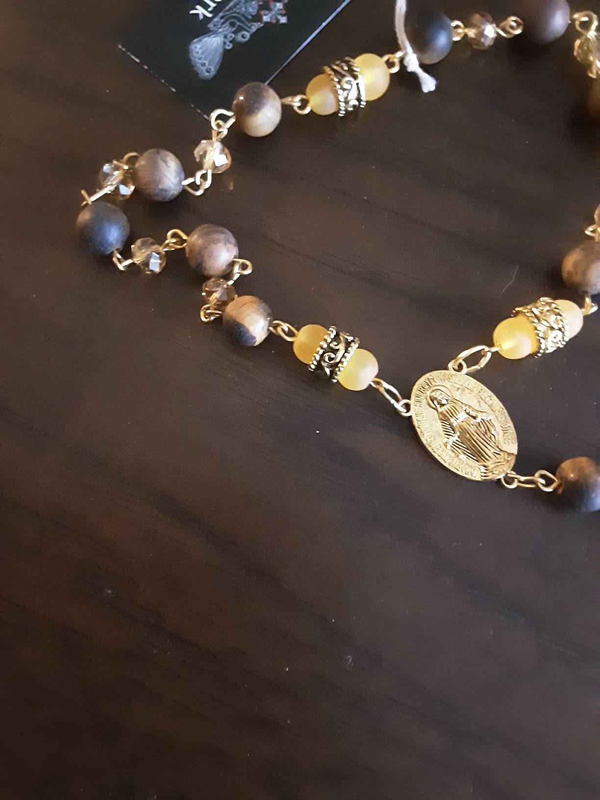 Tiger's Eye Gem Pocket Rosary