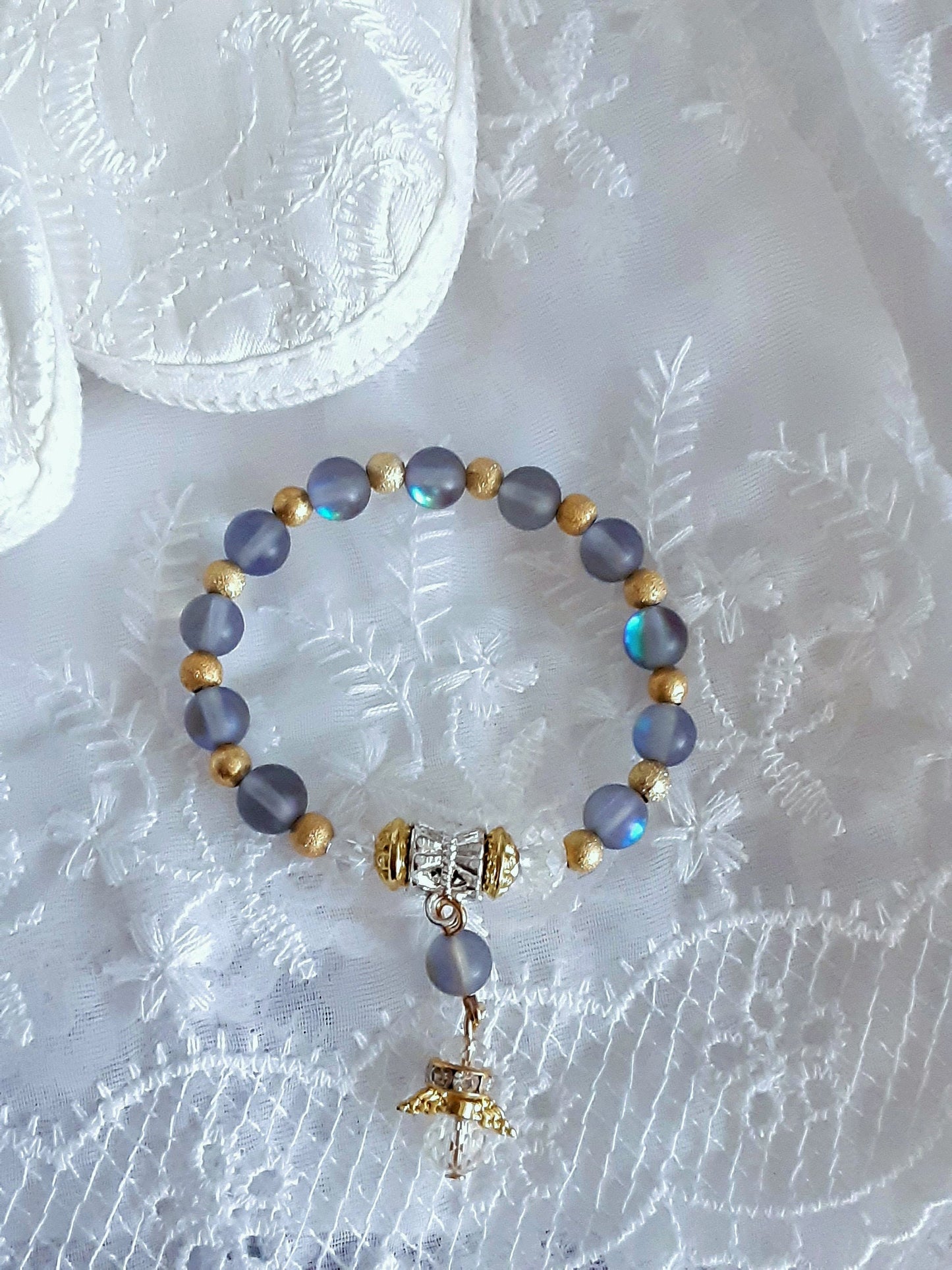 Baby's First Rosary Moonstone Baptism Bracelet