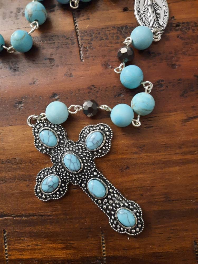 Turquoise Cross Rosary