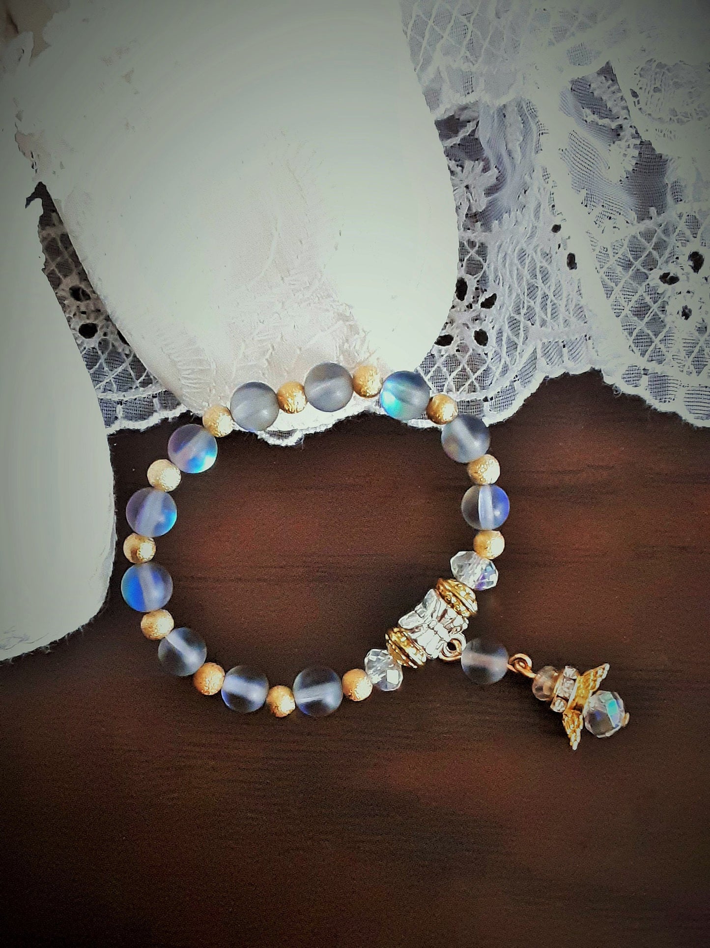 Baby's First Rosary Moonstone Baptism Bracelet
