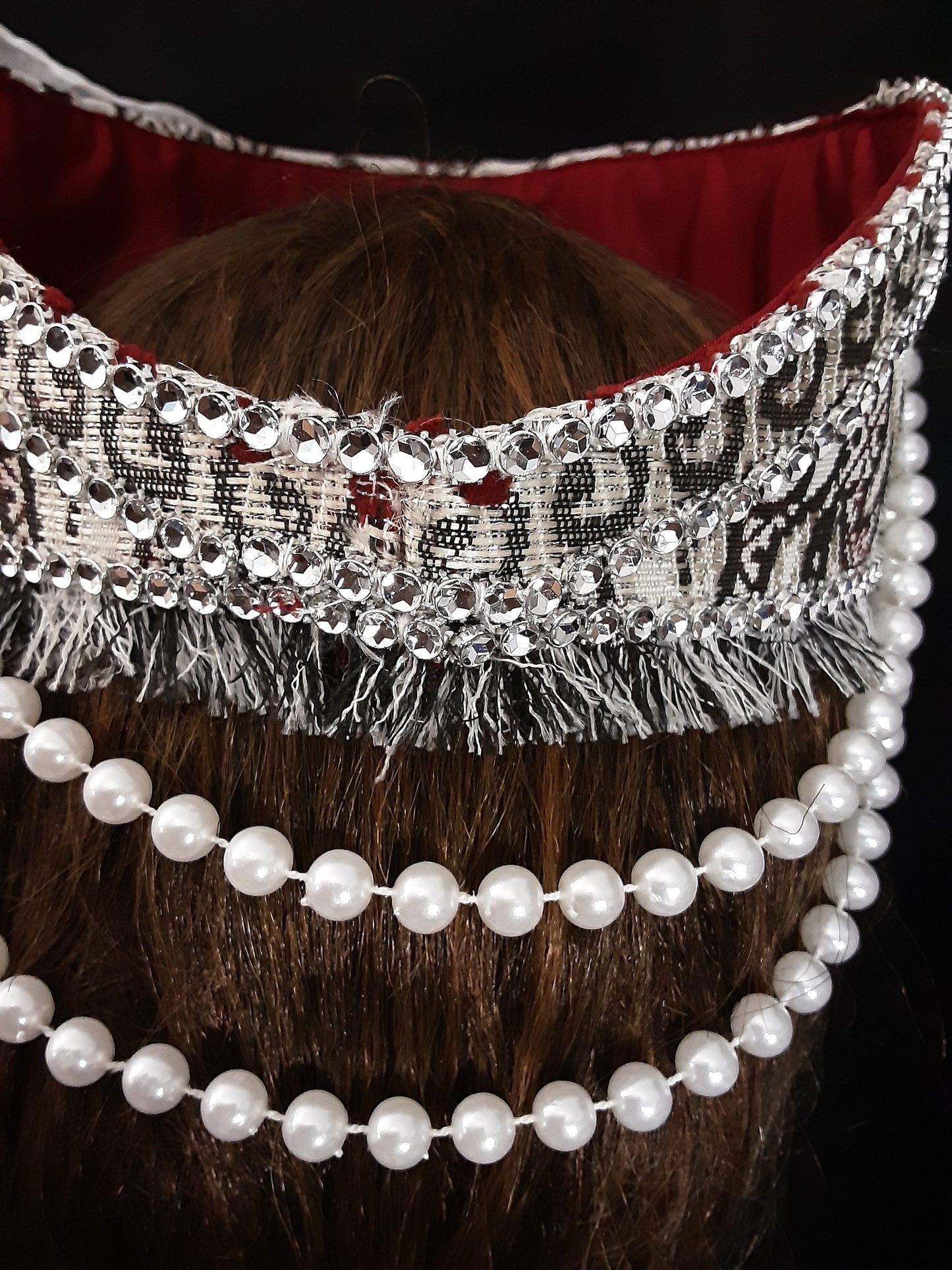 Armenian Taraz-Inspired Pearl & Crystal Headpiece