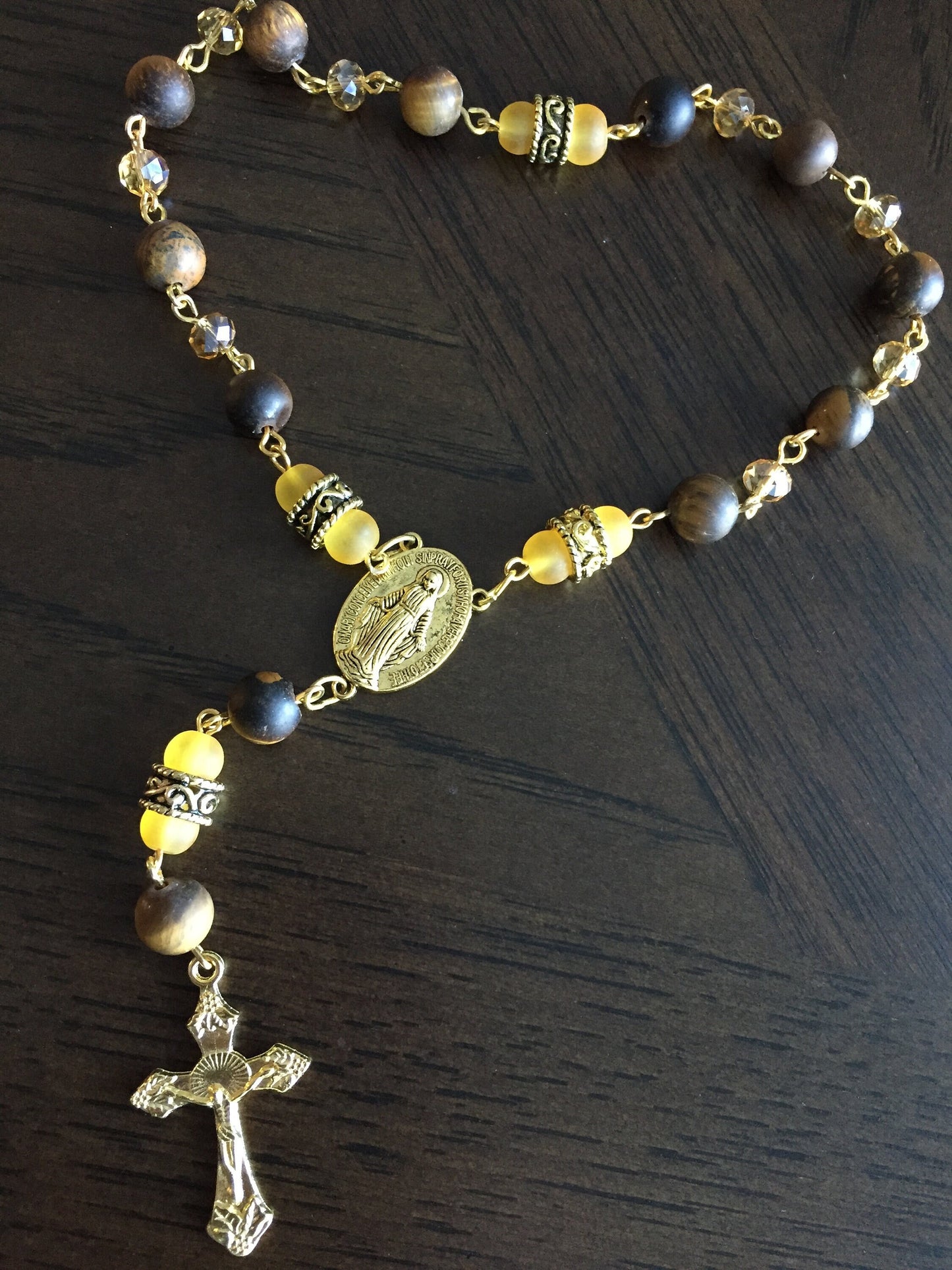 Tiger's Eye Gem Pocket Rosary