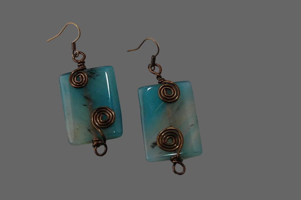 Agate Wire-Wrapped Earrings