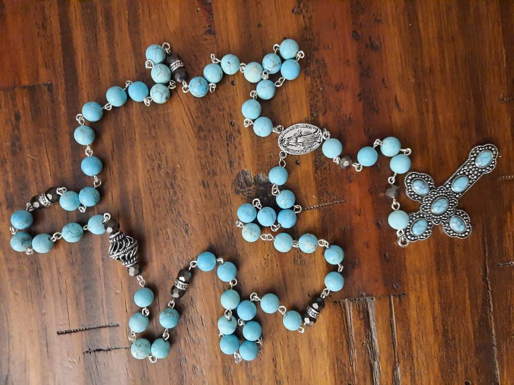 Turquoise Cross Rosary