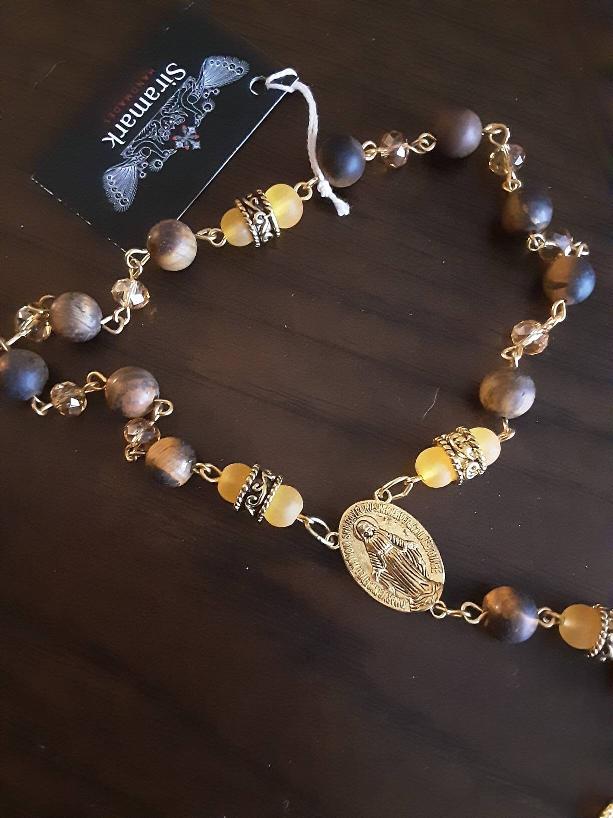 Tiger's Eye Gem Pocket Rosary