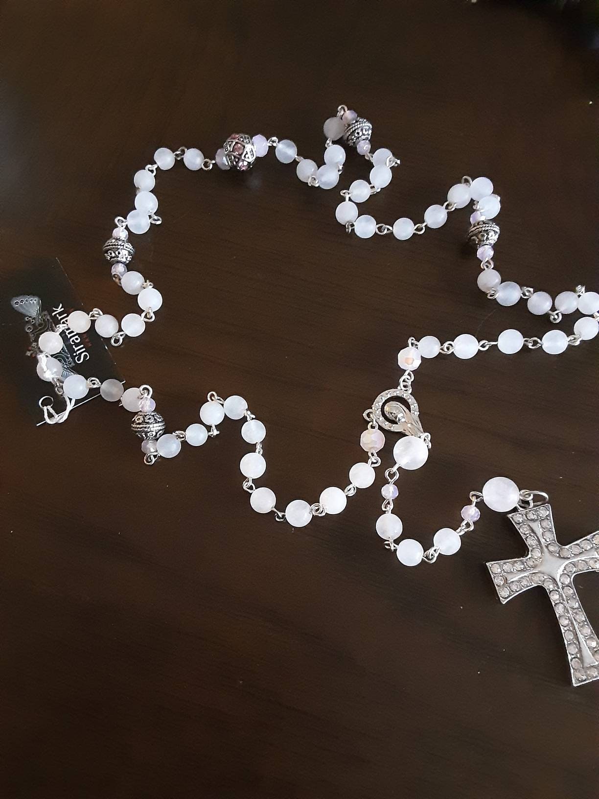 Rose Quartz and Antique Silver Rosary