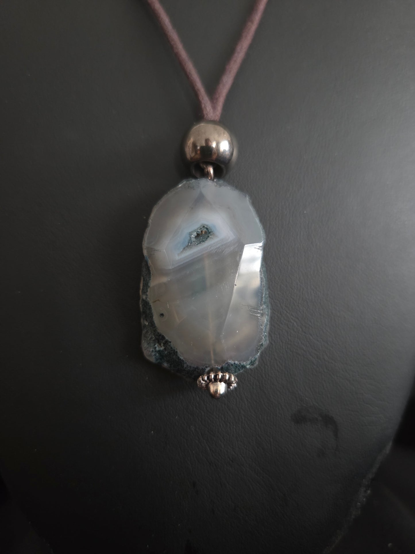 Blue Agate Pendant Necklace