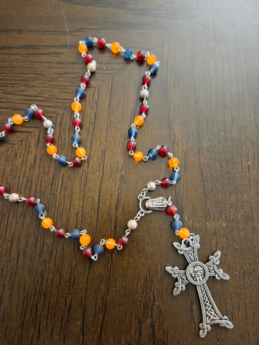 Armenian Khachkar Rosary – Frosty 6mm Beads & Zinc Alloy Khachkar Cross